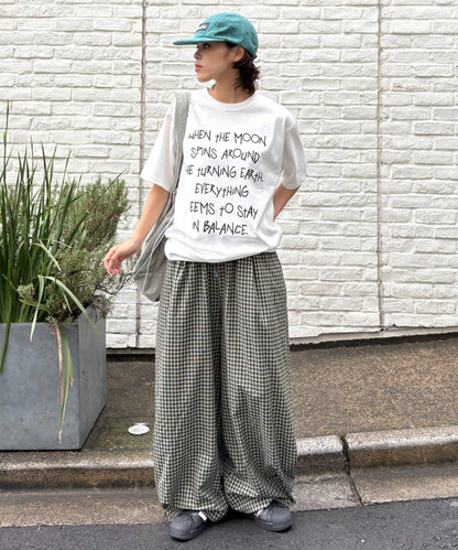 UNISEX 弧形版型 格紋 休閒褲