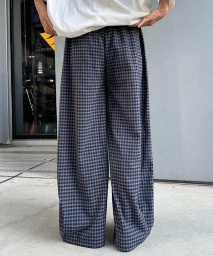 UNISEX 弧形版型 格紋 休閒褲