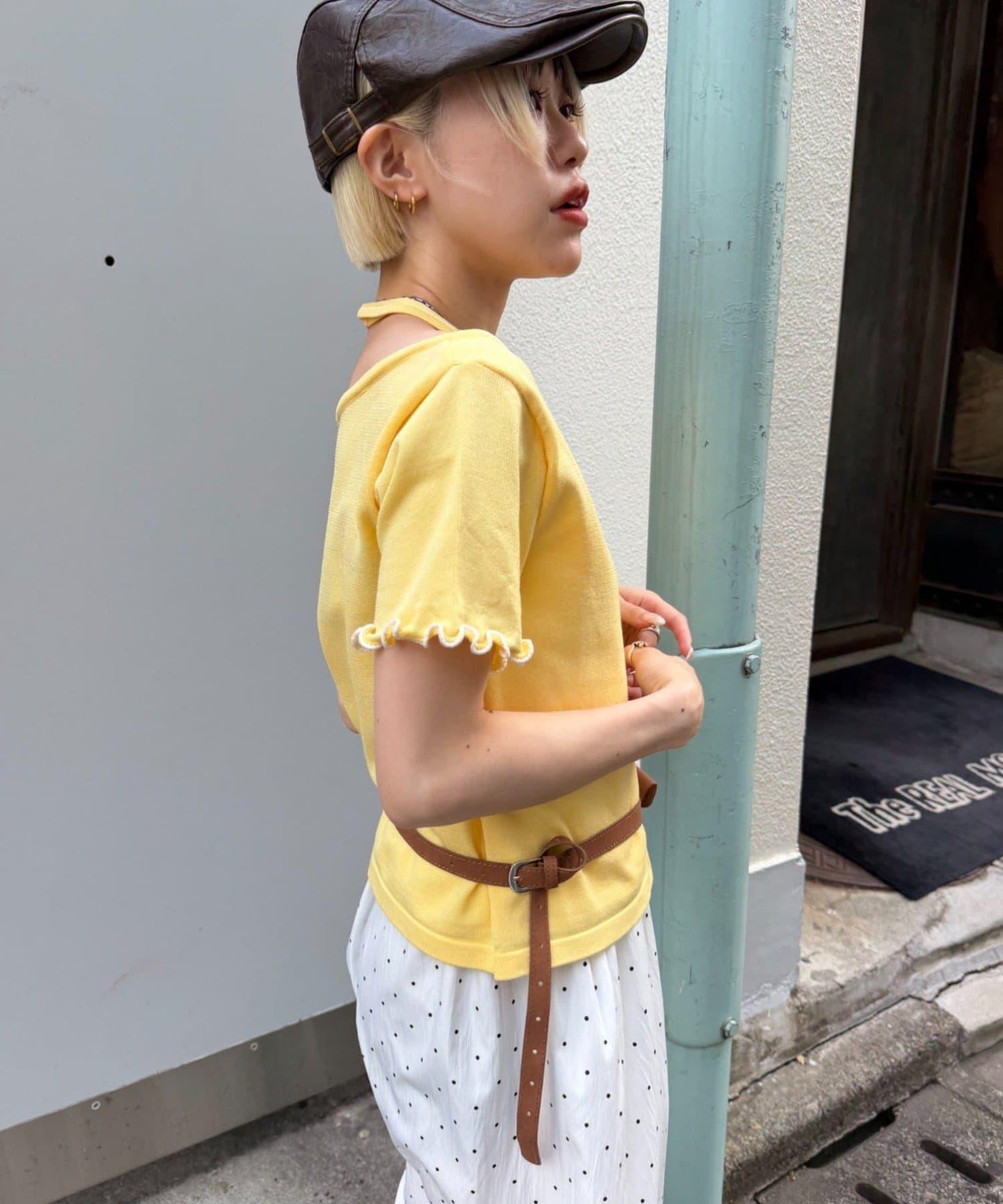 w closet 掛脖拼接疊穿針織T恤 夏裝