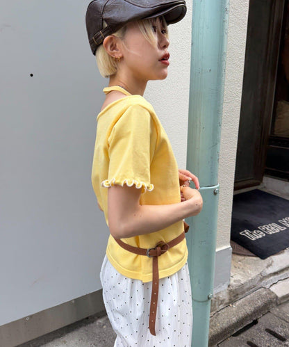 w closet 掛脖拼接疊穿針織T恤 夏裝