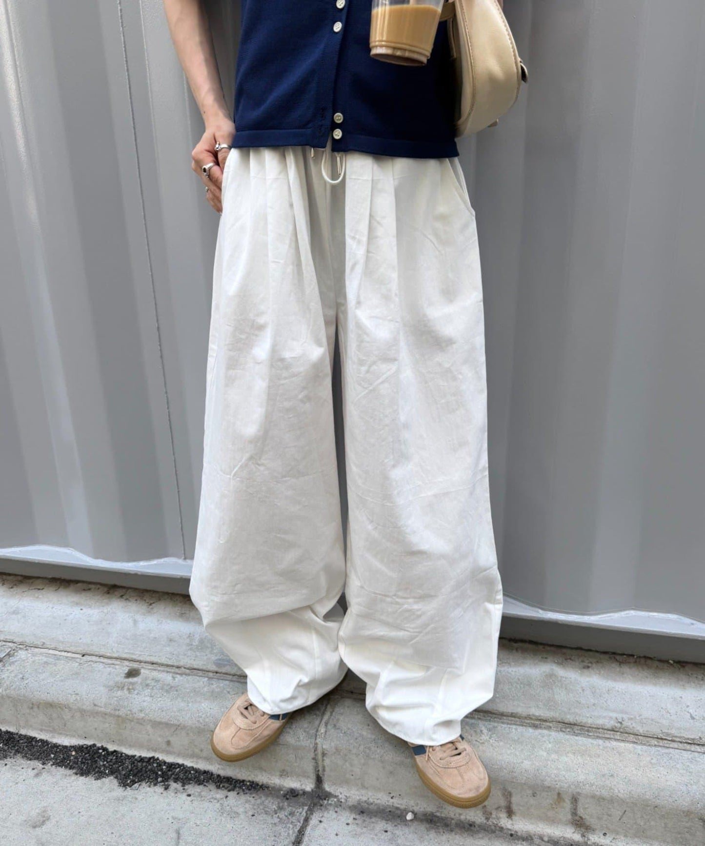 W Closet 寬鬆收褶繭型褲