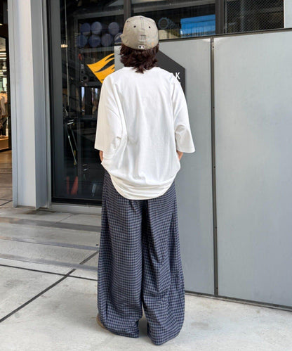 UNISEX 弧形版型 格紋 休閒褲