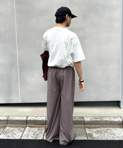 UNISEX 弧形版型 格紋 休閒褲