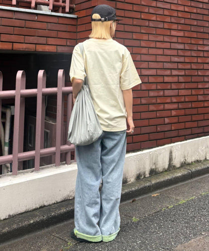 UNISEX 輕磅彩色卷邊破壞做舊牛仔褲