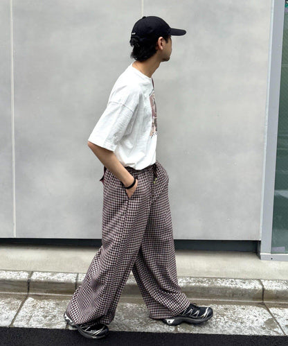 UNISEX 弧形版型 格紋 休閒褲