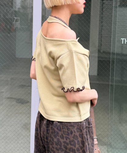 w closet 掛脖拼接疊穿針織T恤 夏裝