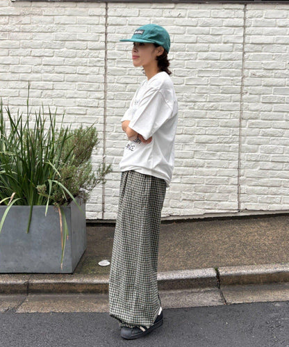 UNISEX 弧形版型 格紋 休閒褲