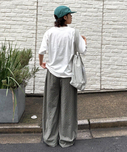 UNISEX 弧形版型 格紋 休閒褲
