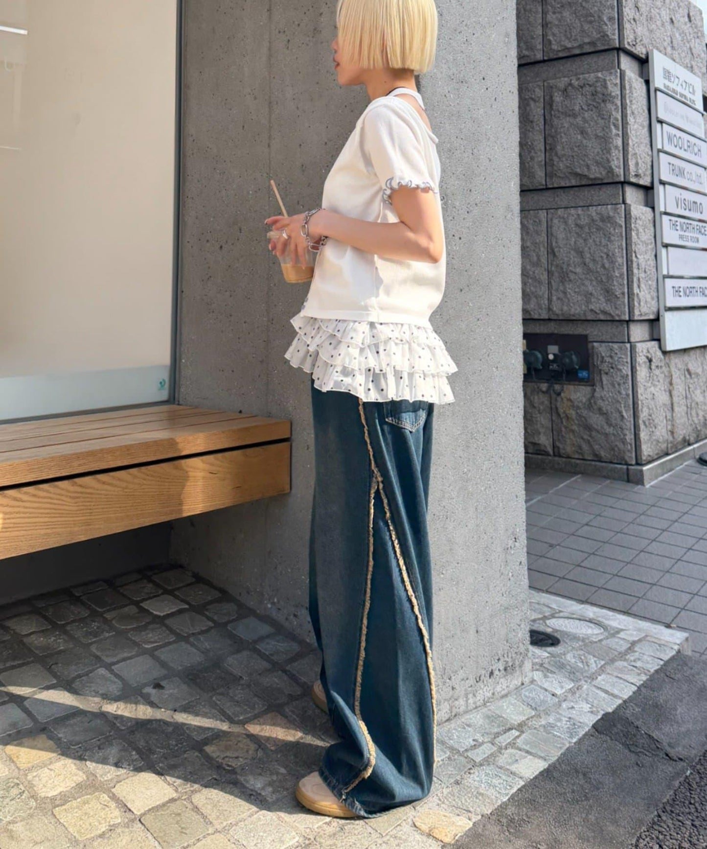 w closet 掛脖拼接疊穿針織T恤 夏裝