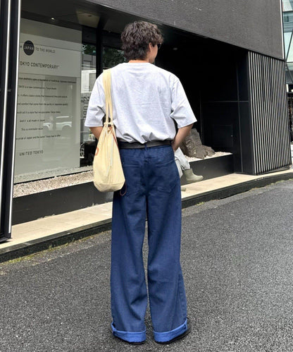 UNISEX 輕磅彩色卷邊破壞做舊牛仔褲