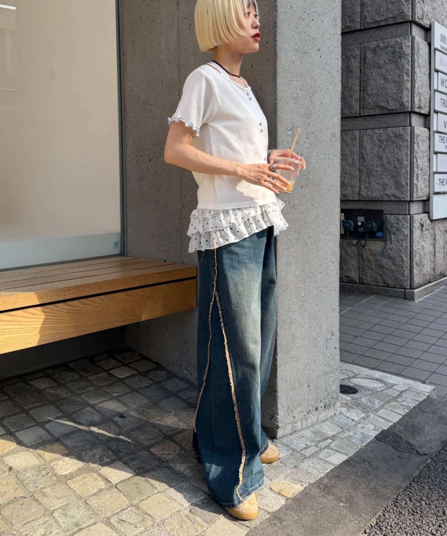 w closet 掛脖拼接疊穿針織T恤 夏裝