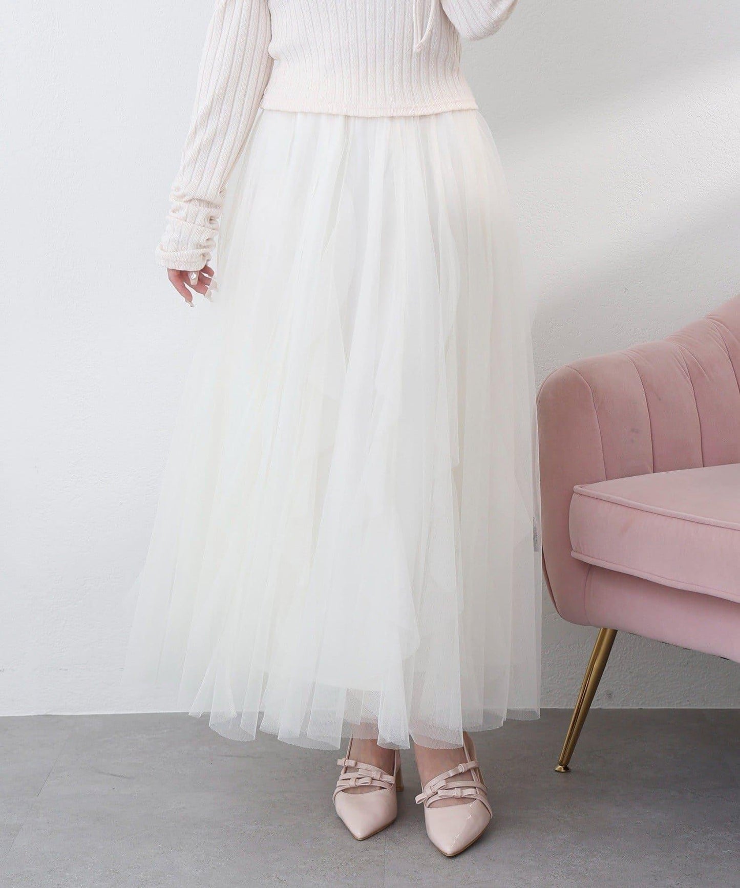 one after another 網紗長款半身裙
