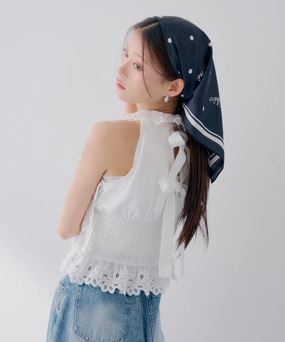層疊棉蕾絲美式無袖上衣