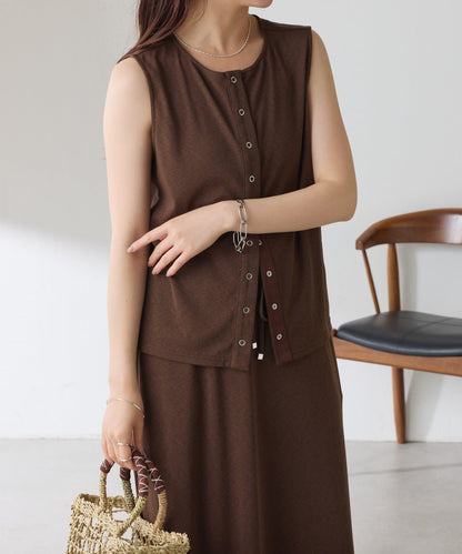 清爽觸感 前後兩穿 亞麻風 針織背心