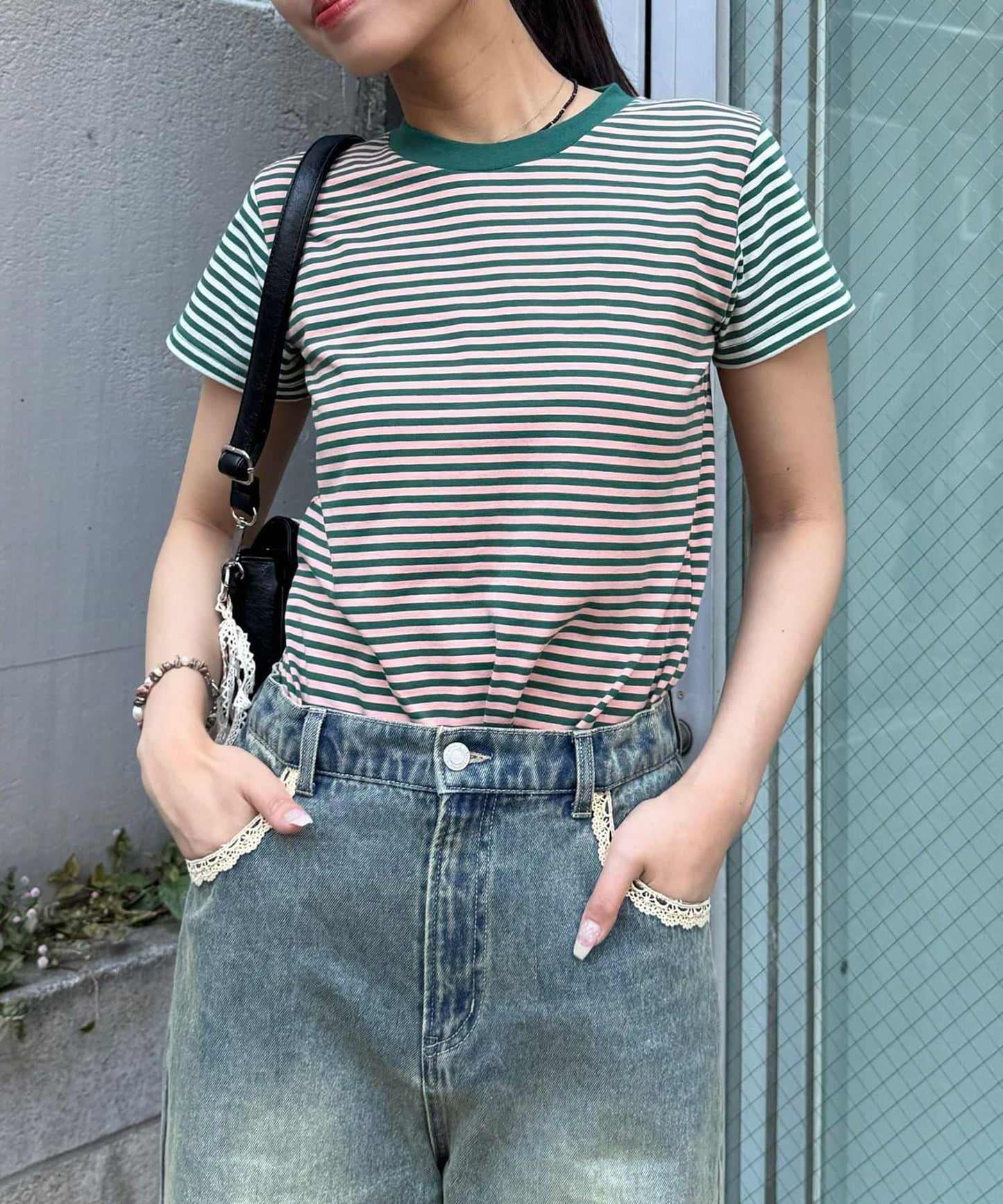 Ciaopanic 撞色條紋短款T恤