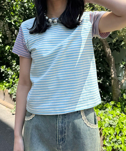 Ciaopanic 撞色條紋短款T恤