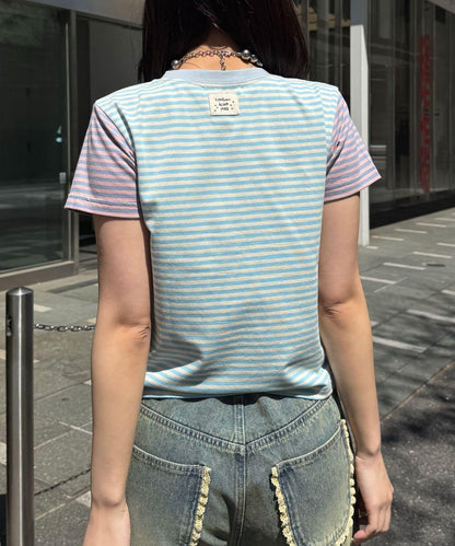 Ciaopanic 撞色條紋短款T恤