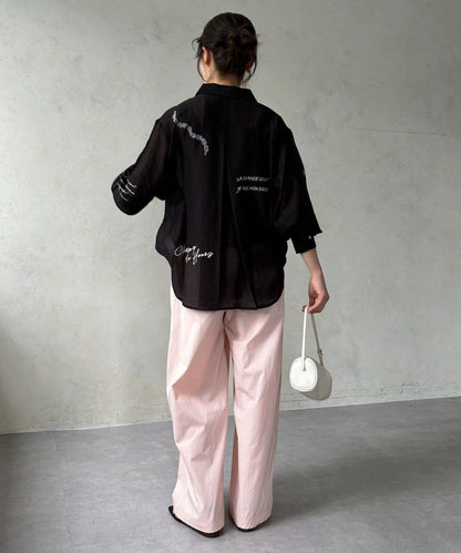 Logo印花薄紗襯衫（款）