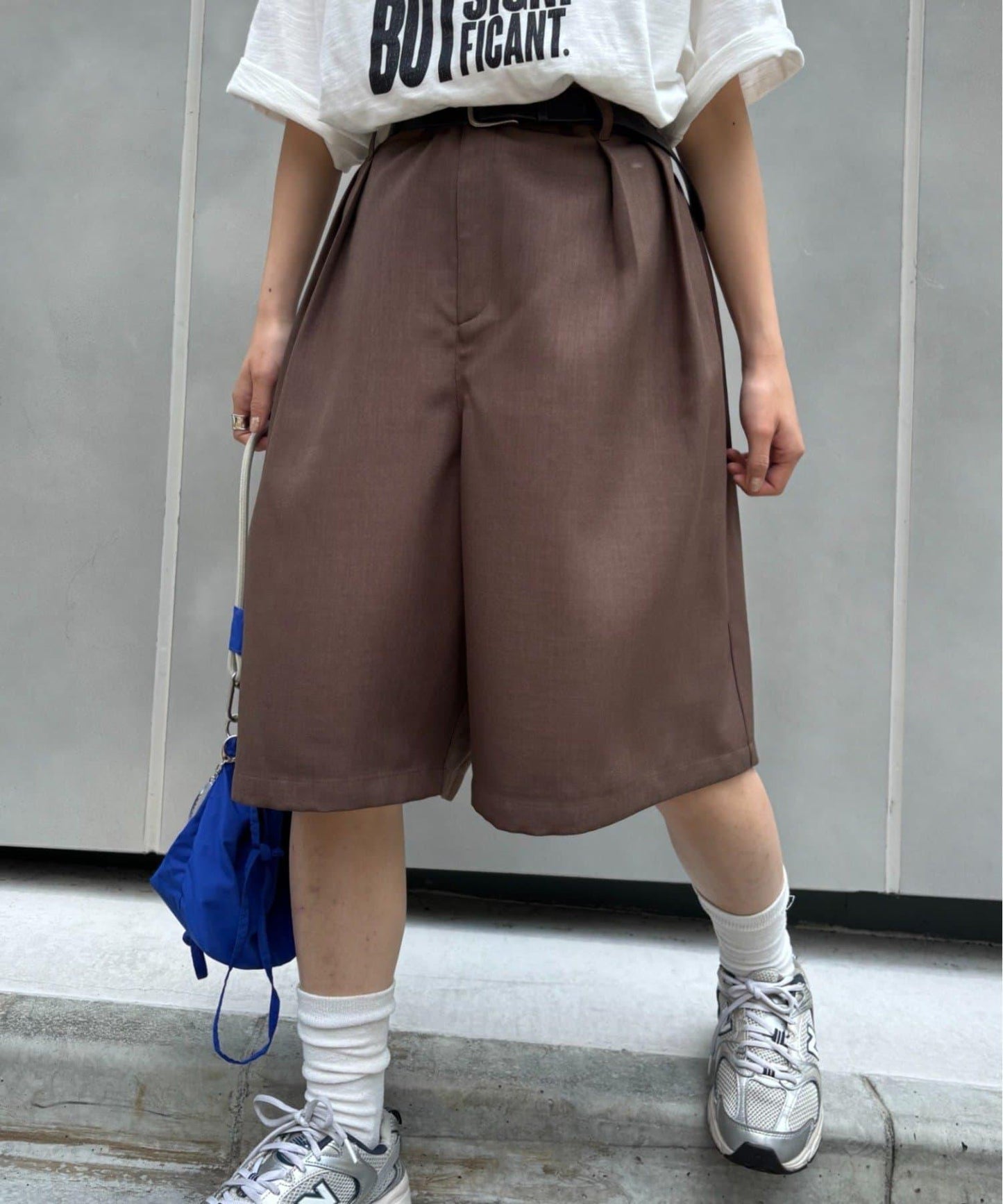 UNISEX 褶皺闊腿短褲
