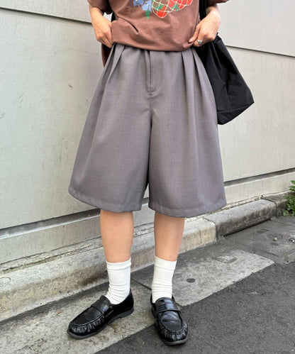 UNISEX 褶皺闊腿短褲