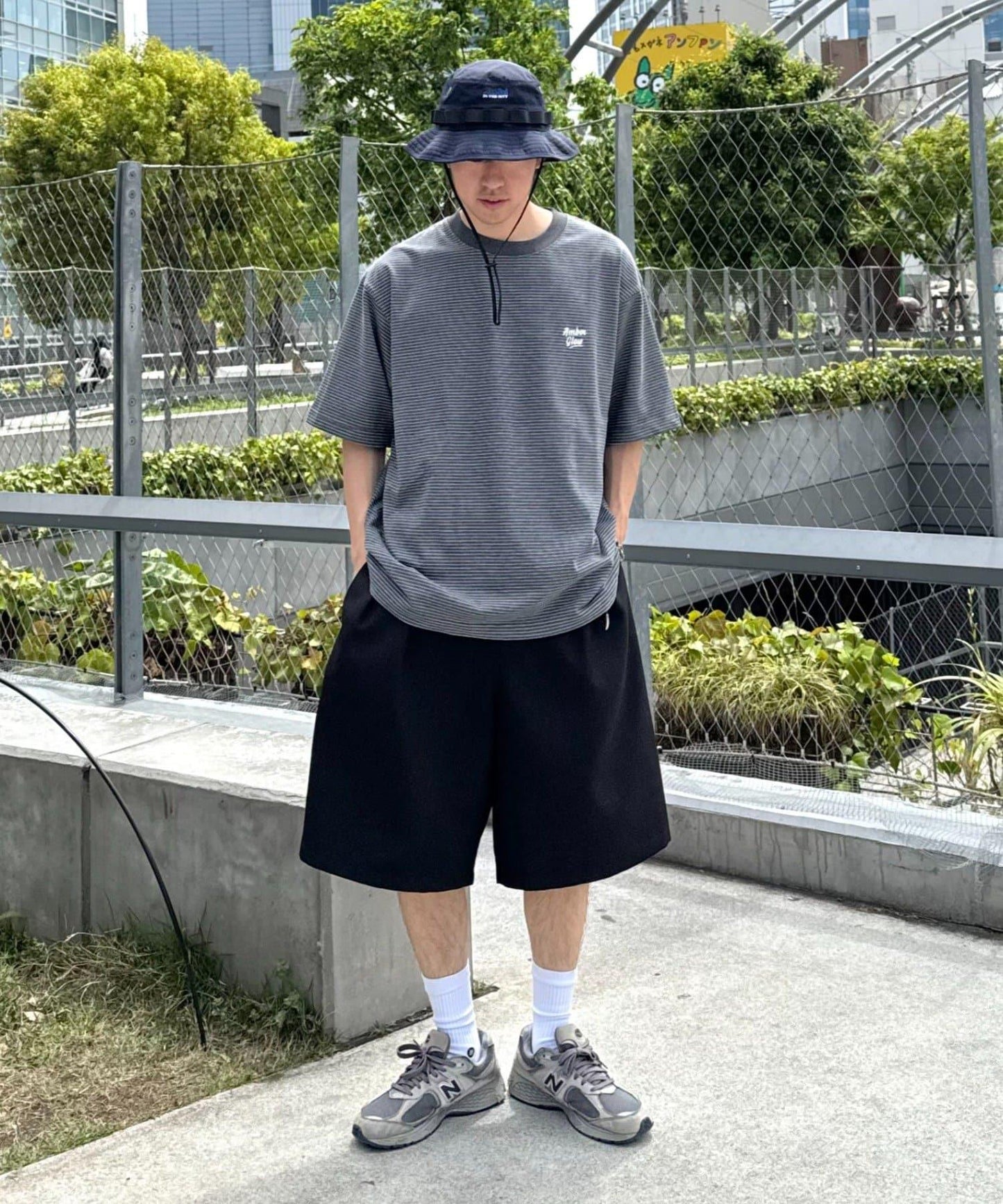 UNISEX 褶皺闊腿短褲