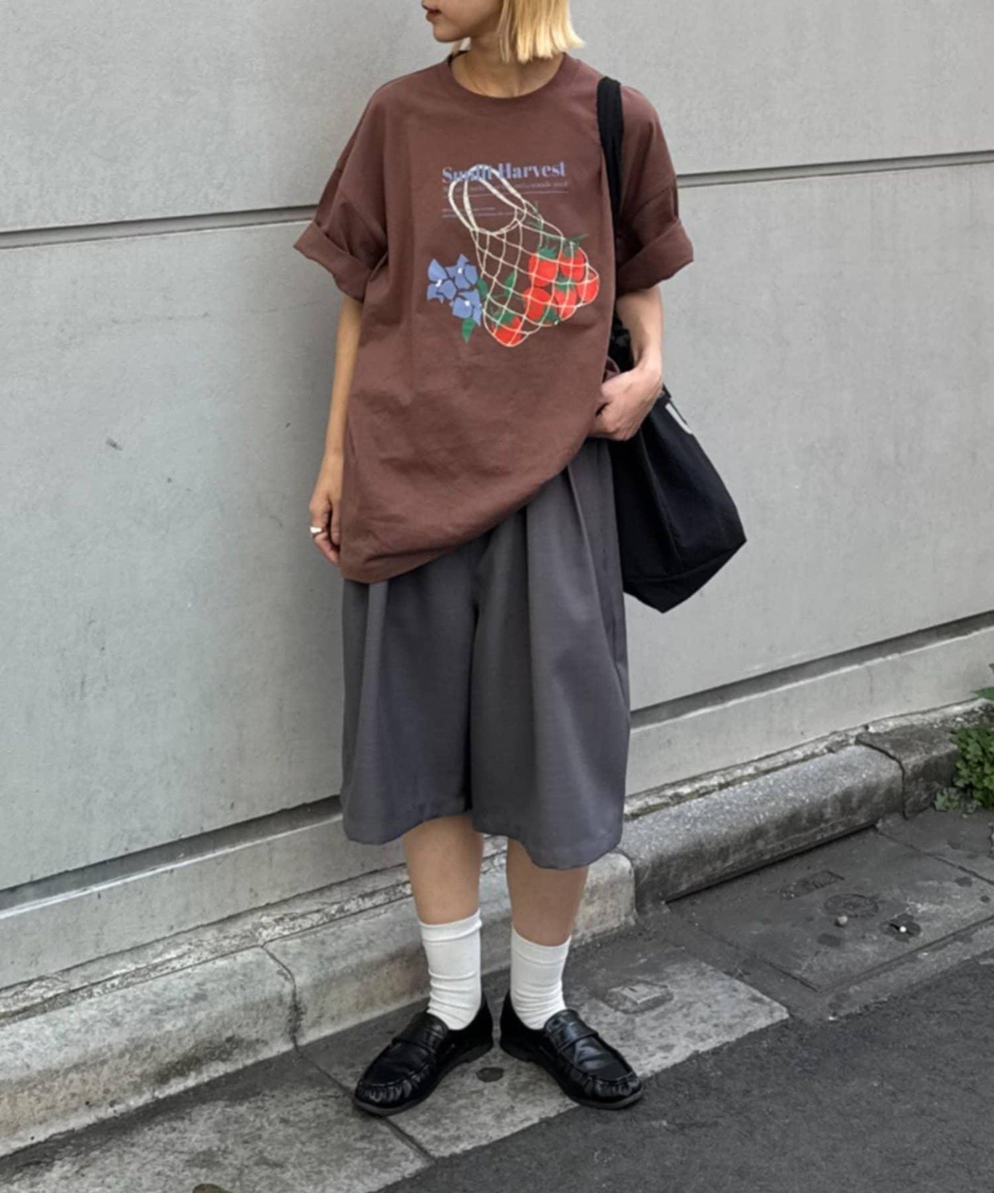 UNISEX 褶皺闊腿短褲