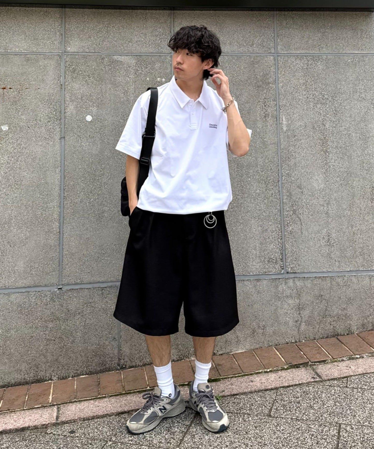 UNISEX 褶皺闊腿短褲