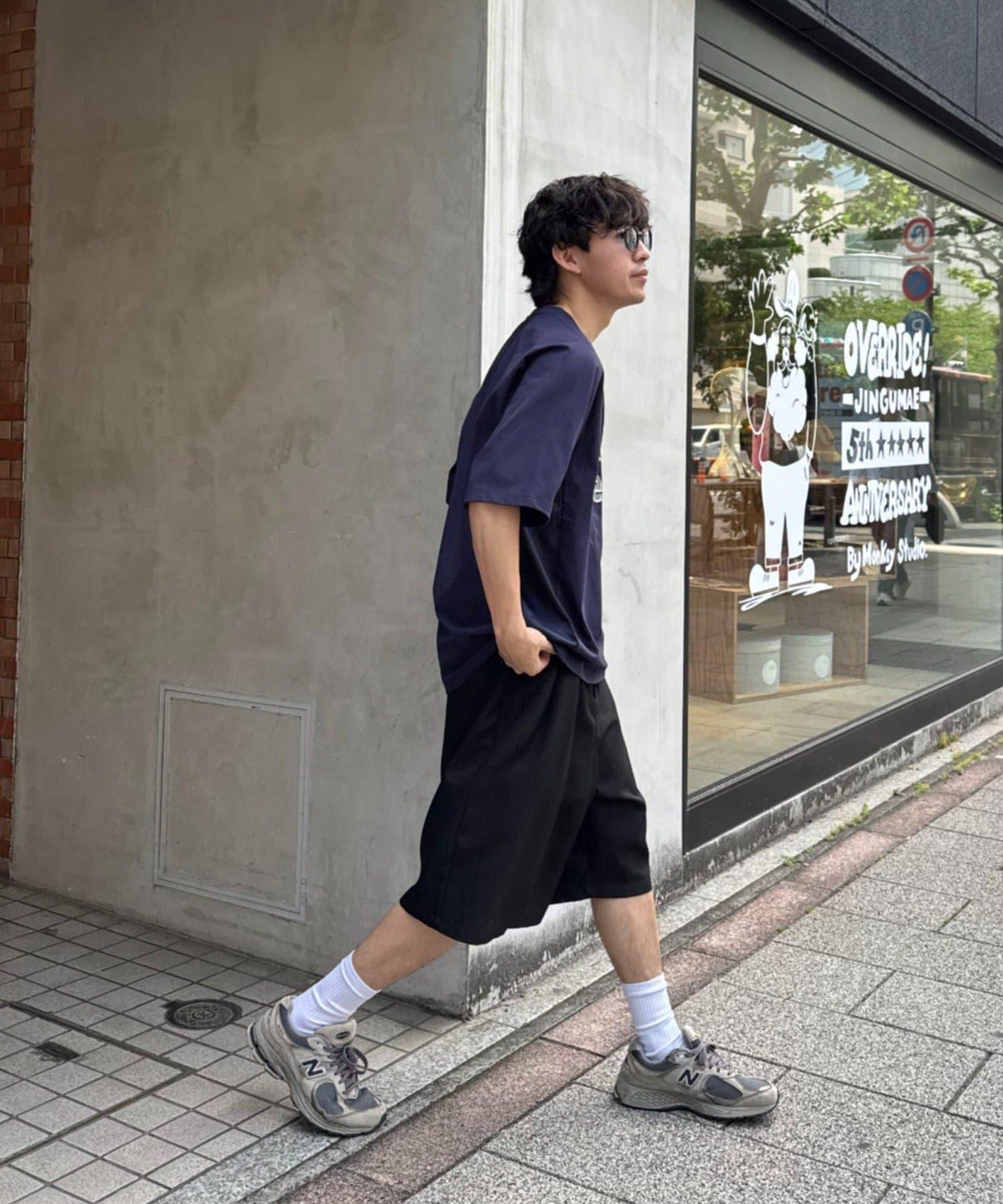 UNISEX 褶皺闊腿短褲