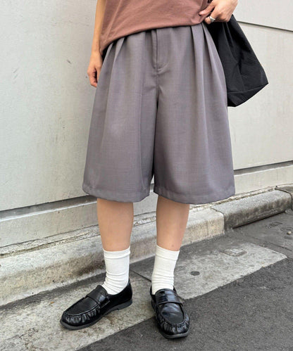 UNISEX 褶皺闊腿短褲