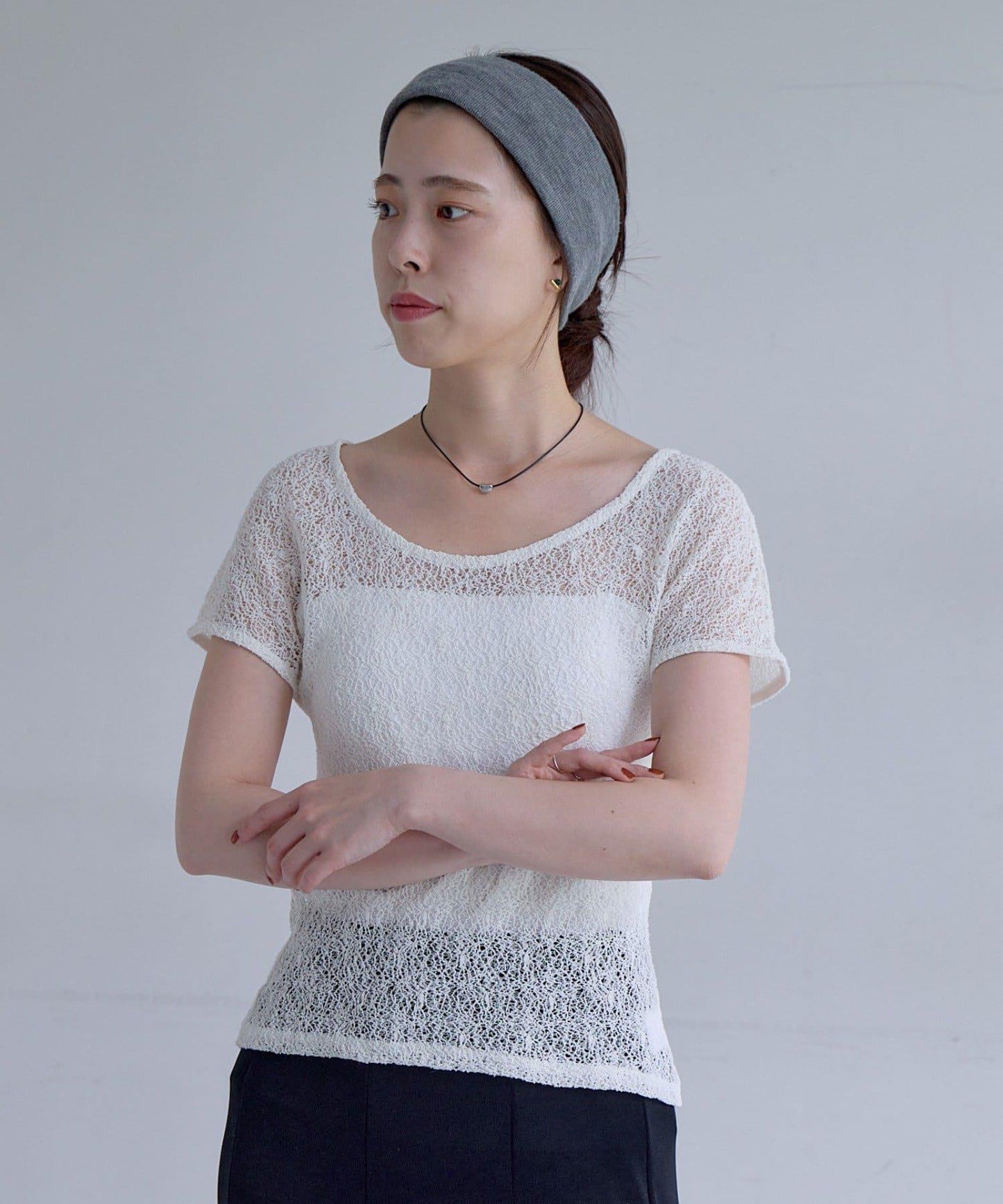 交織蕾絲 短款 蕾絲拼接 T恤