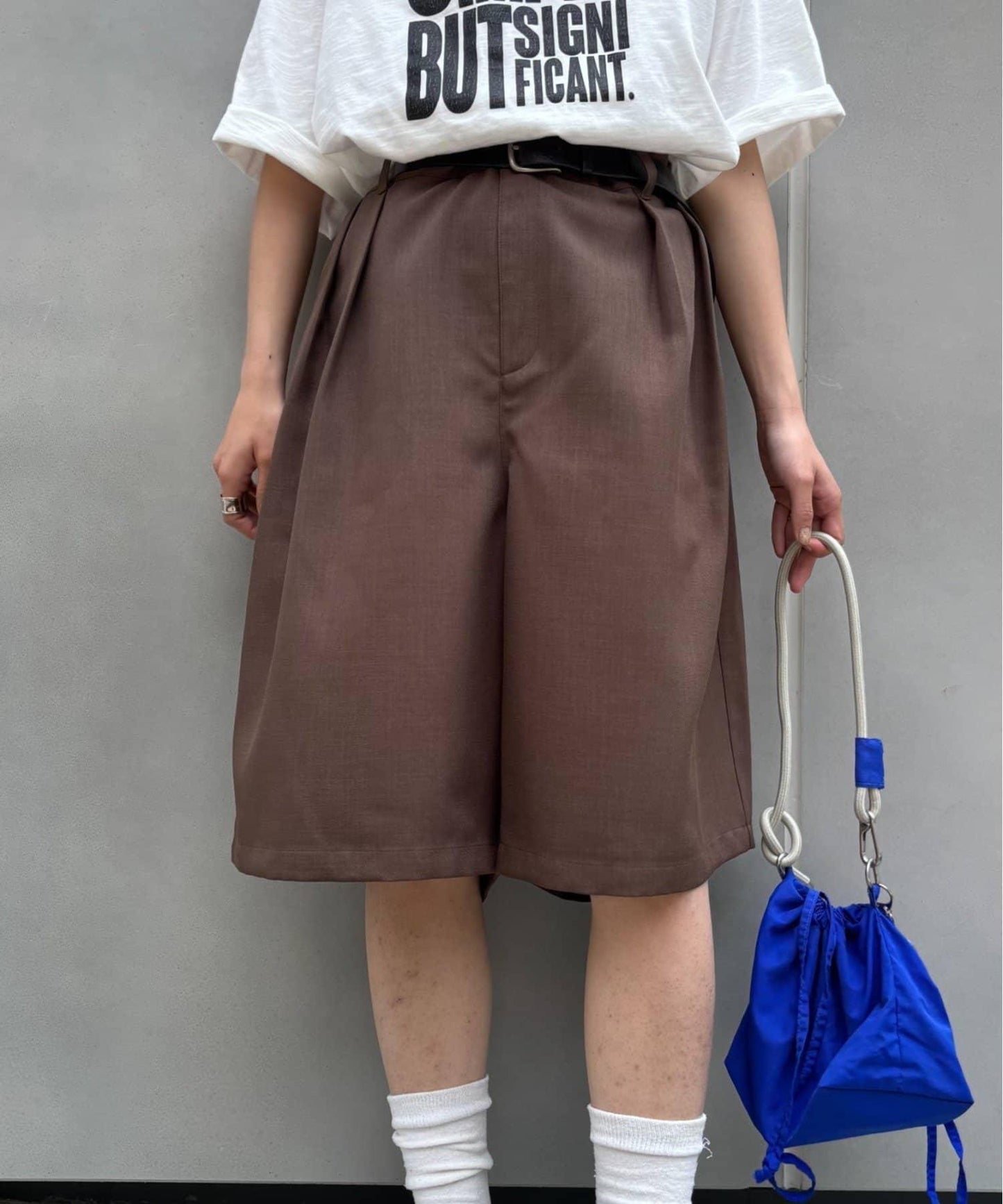 UNISEX 褶皺闊腿短褲