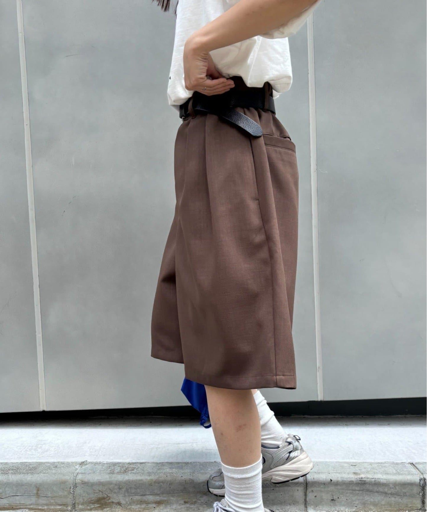 UNISEX 褶皺闊腿短褲