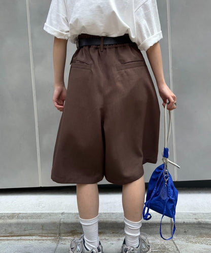UNISEX 褶皺闊腿短褲