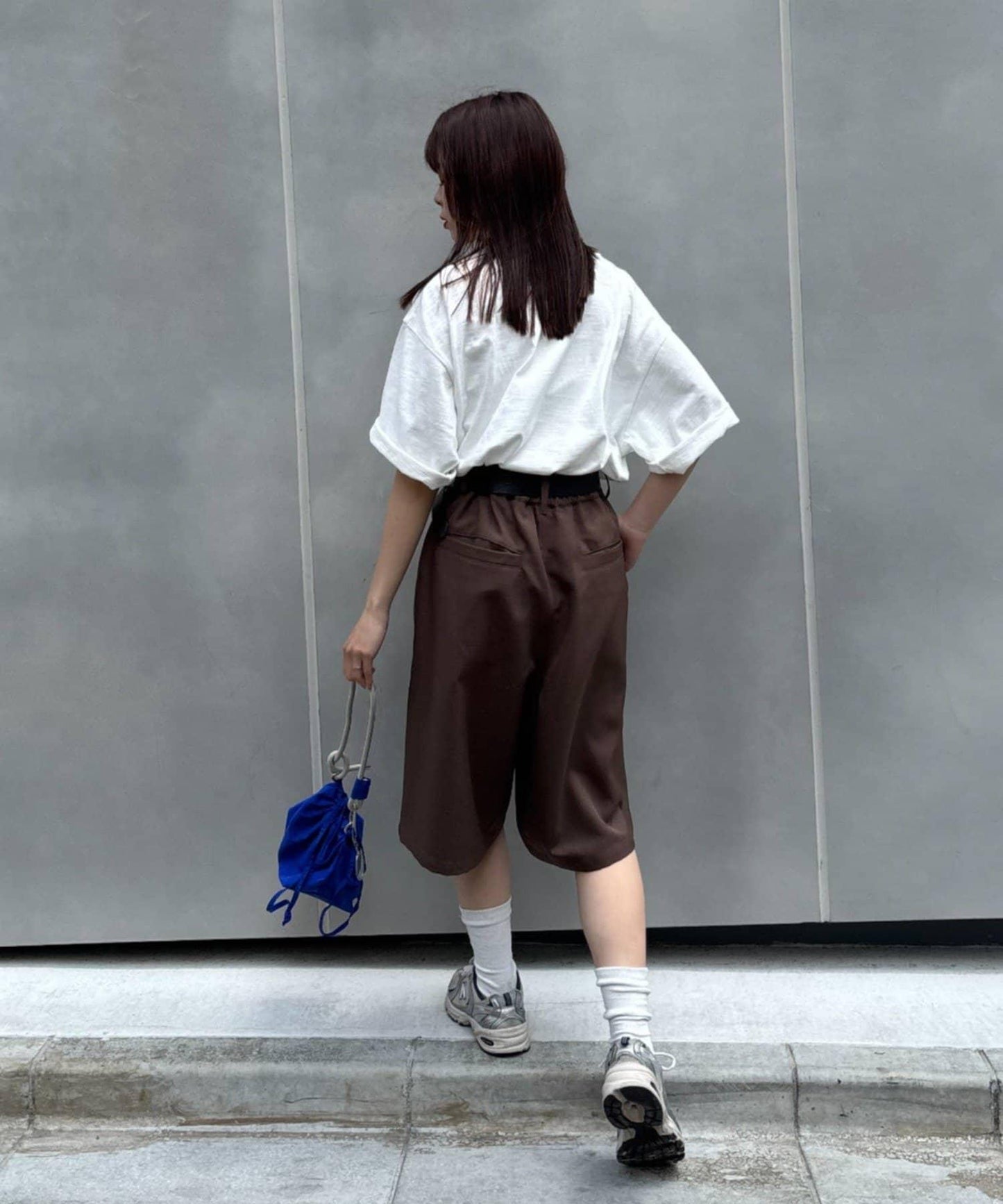 UNISEX 褶皺闊腿短褲