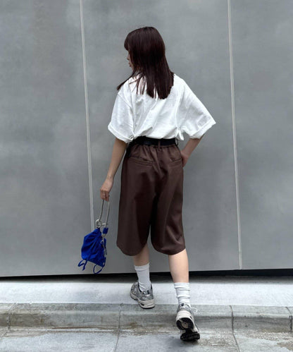 UNISEX 褶皺闊腿短褲