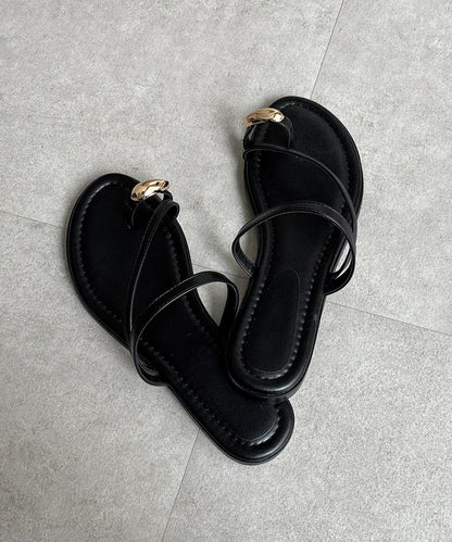 金色拇趾平底涼鞋