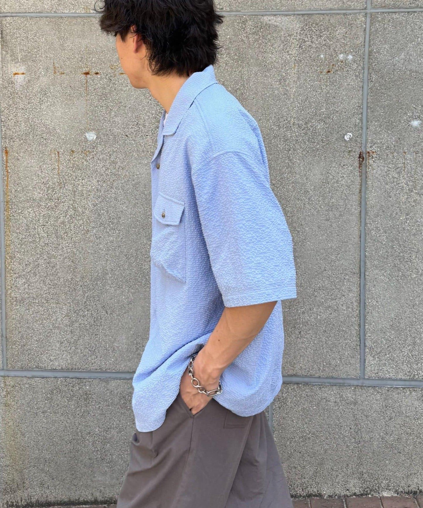 男女同款 透氣 泡泡紗 襯衫