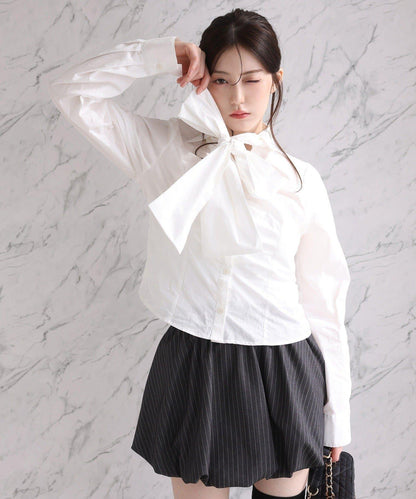 one after another 前褶皺蝴蝶結襯衫