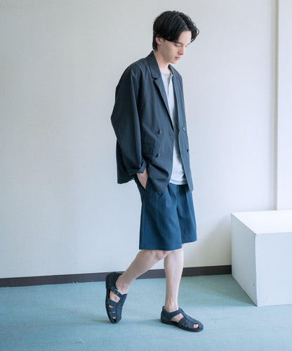 泡泡紗雙排扣西裝外套