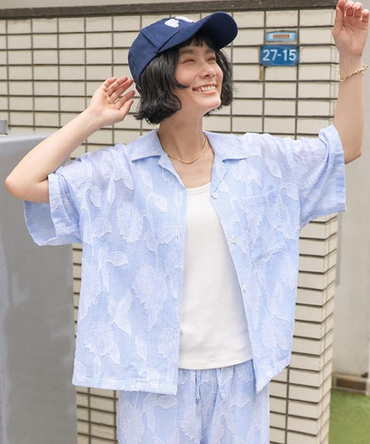 印度剪花提花短袖襯衫（可成套搭配）