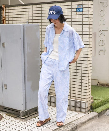 印度剪花提花短袖襯衫（可成套搭配）
