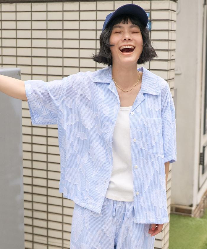 印度剪花提花短袖襯衫（可成套搭配）