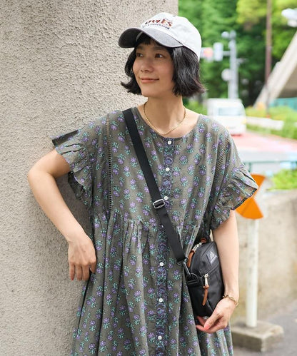 印度風花卉印花連衣裙