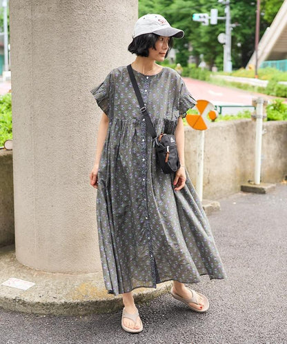 印度風花卉印花連衣裙