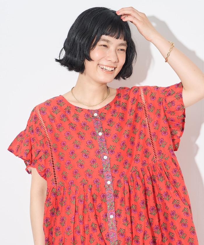 印度風花卉印花連衣裙