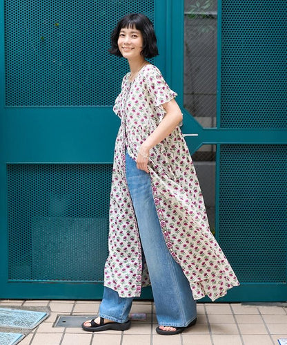 印度風花卉印花連衣裙
