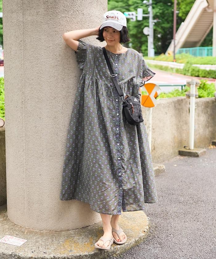印度風花卉印花連衣裙