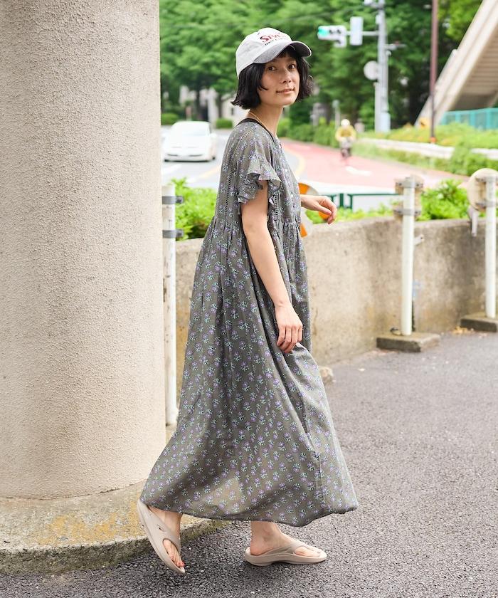 印度風花卉印花連衣裙