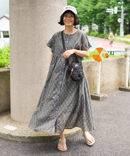 印度風花卉印花連衣裙