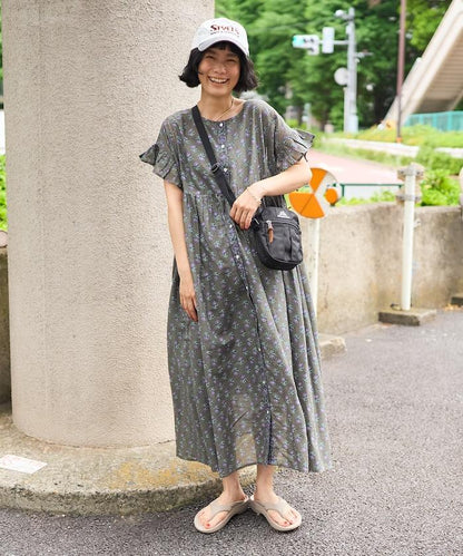 印度風花卉印花連衣裙